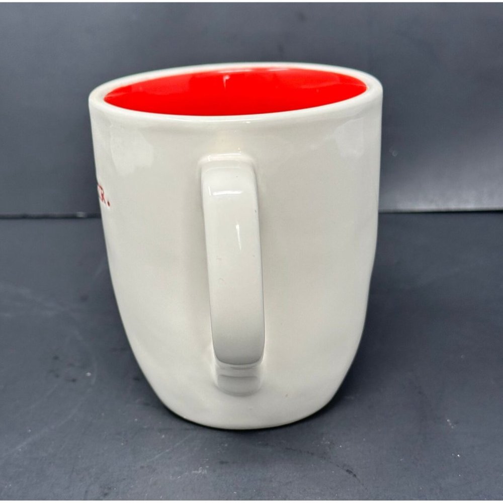 RAE DUNN CHEER White Coffee Mug Typewriter Font Red Interior 20 oz Christmas - Picture 2 of 7